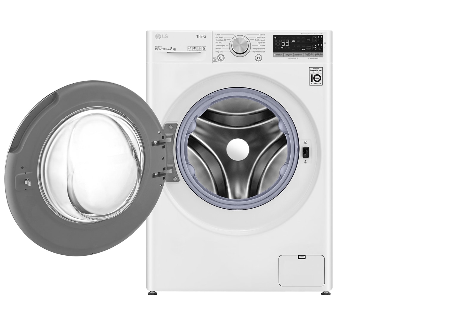 LG Lave-linge 8 kg - 68L | AI Direct Drive™ | Dosage automatique | Moteur Direct Drive™ garanti 10 ans, LG F84V51WHA