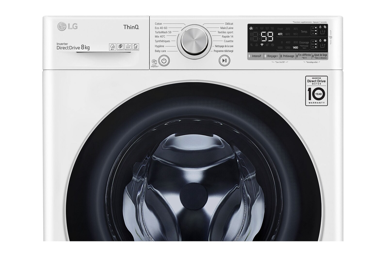 LG Lave-linge 8 kg - 68L | AI Direct Drive™ | Dosage automatique | Moteur Direct Drive™ garanti 10 ans, LG F84V51WHA