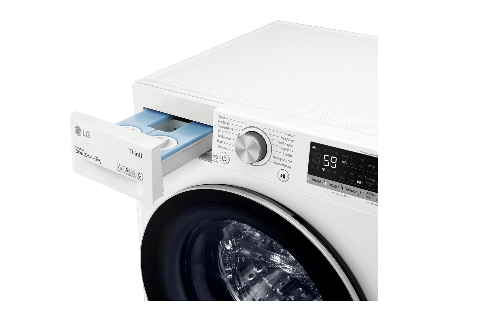 LG Lave-linge 8 kg - 68L | AI Direct Drive™ | Dosage automatique | Moteur Direct Drive™ garanti 10 ans, LG F84V51WHA