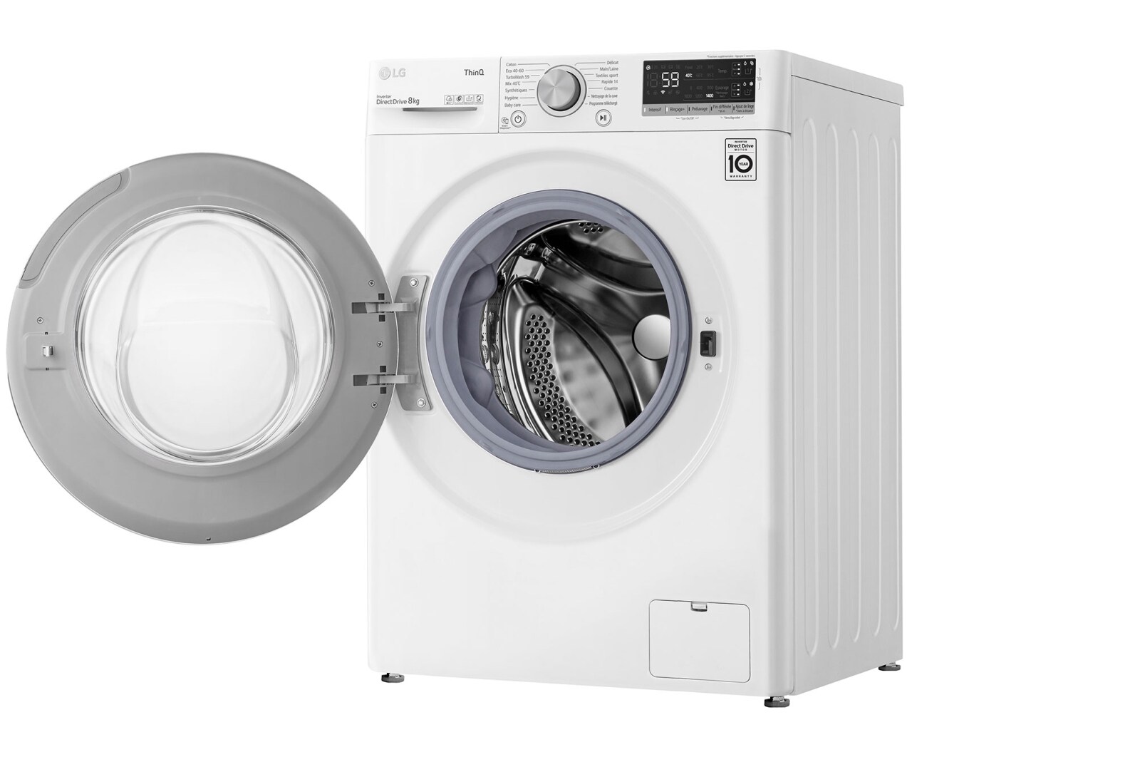 LG Lave-linge 8 kg - 68L | AI Direct Drive™ | Dosage automatique | Moteur Direct Drive™ garanti 10 ans, LG F84V51WHA