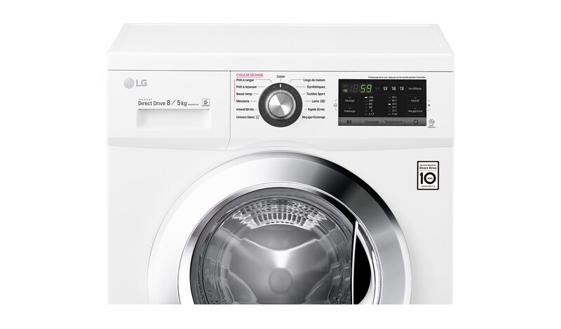 LG Lavante-séchante 8/5KG |1400 tours | 6 Motion Direct Drive™ | A | Smart Diagnosis™ | Moteur Direct Drive™ – Garanti 10 ans , LG F854G63WR