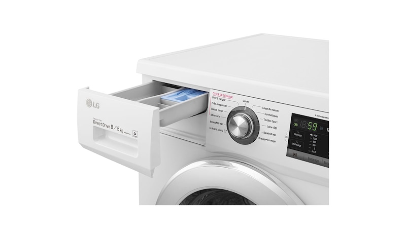LG Lavante-séchante 8/5KG |1400 tours | 6 Motion Direct Drive™ | A | Smart Diagnosis™ | Moteur Direct Drive™ – Garanti 10 ans , LG F854G63WR