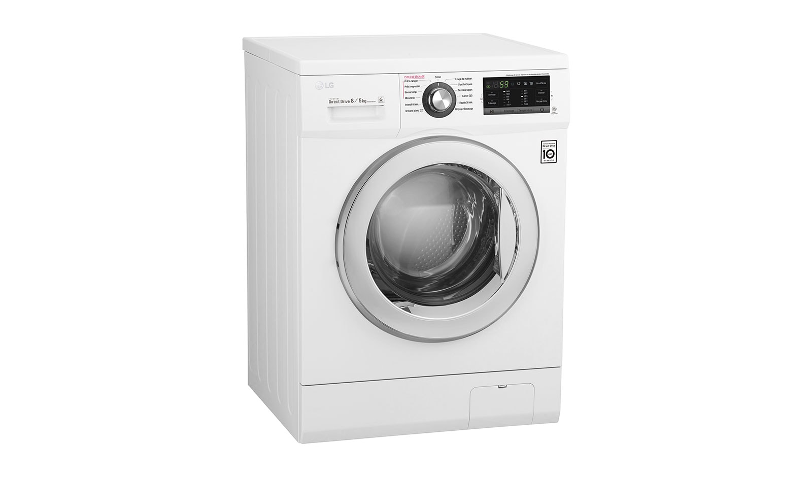LG Lavante-séchante 8/5KG  |1400 tours | 6 Motion Direct Drive™ | A | Smart Diagnosis™ | Moteur Direct Drive™ – Garanti 10 ans , LG F854G63WR