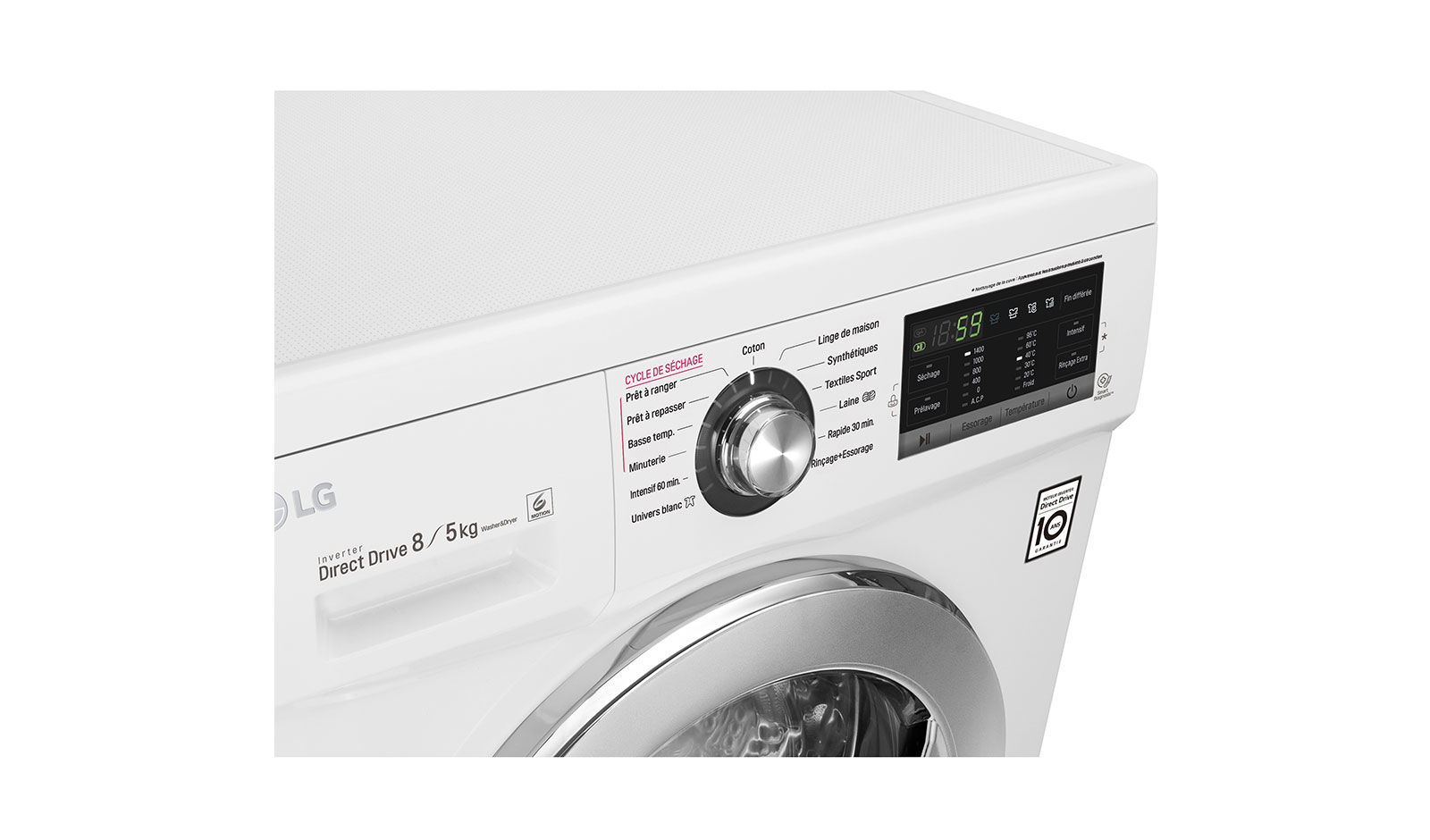 LG Lavante-séchante 8/5KG  |1400 tours | 6 Motion Direct Drive™ | A | Smart Diagnosis™ | Moteur Direct Drive™ – Garanti 10 ans , LG F854G63WR