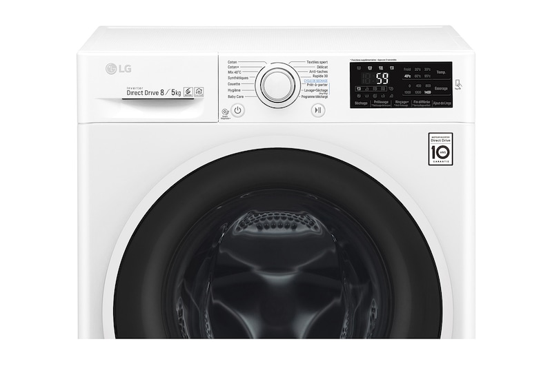 LG Lavante-séchante 8/5 KG | 6 Motion Direct Drive™ | Smart Diagnosis™ | Moteur Direct Drive™ garanti 10 ans , LG F854J60WR