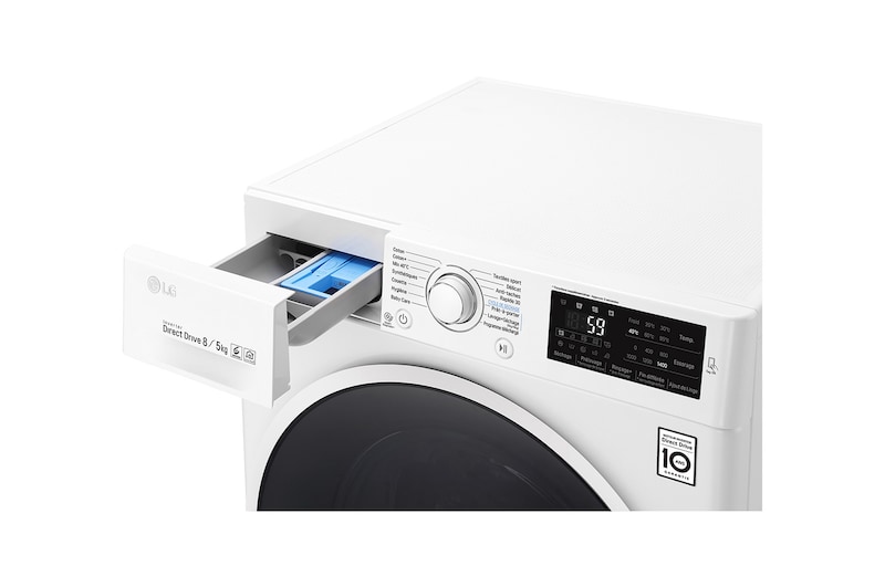 LG Lavante-séchante 8/5 KG | 6 Motion Direct Drive™ | Smart Diagnosis™ | Moteur Direct Drive™ garanti 10 ans , LG F854J60WR