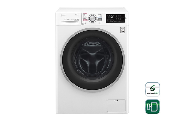 Vue avant de Lavante-séchante 8/5 KG | Steam™ | 6 Motion Direct Drive™ | Smart Diagnosis™ | Moteur Direct Drive™ garanti 10 ans  LG F854J61WRS