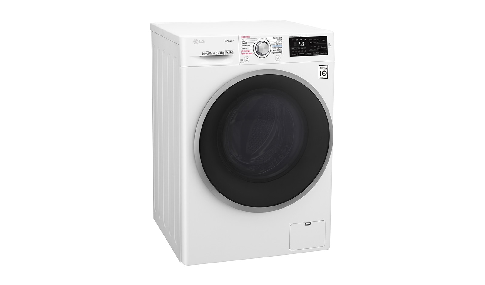 LG Lavante-séchante 8/5 KG | Steam™ | 6 Motion Direct Drive™ | Smart Diagnosis™ | Moteur Direct Drive™ garanti 10 ans , LG F854J61WRS