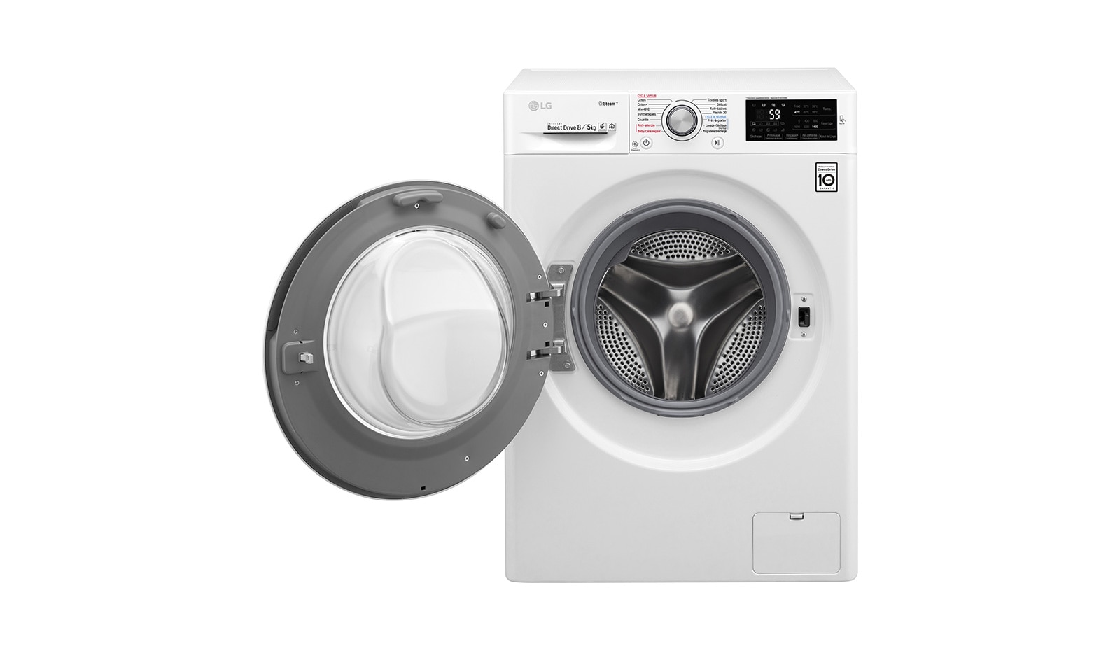 LG Lavante-séchante 8/5 KG | Steam™ | 6 Motion Direct Drive™ | Smart Diagnosis™ | Moteur Direct Drive™ garanti 10 ans , LG F854J61WRS