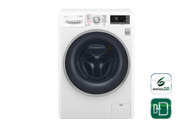 Vue avant de Lavante-séchante 8/5 KG | TrueSteam™ | EcoHybrid | 6 Motion Direct Drive™ | Wi-Fi | Smart Diagnosis™ | Moteur Direct Drive™ garanti 10 ans  LG F854J71WRH
