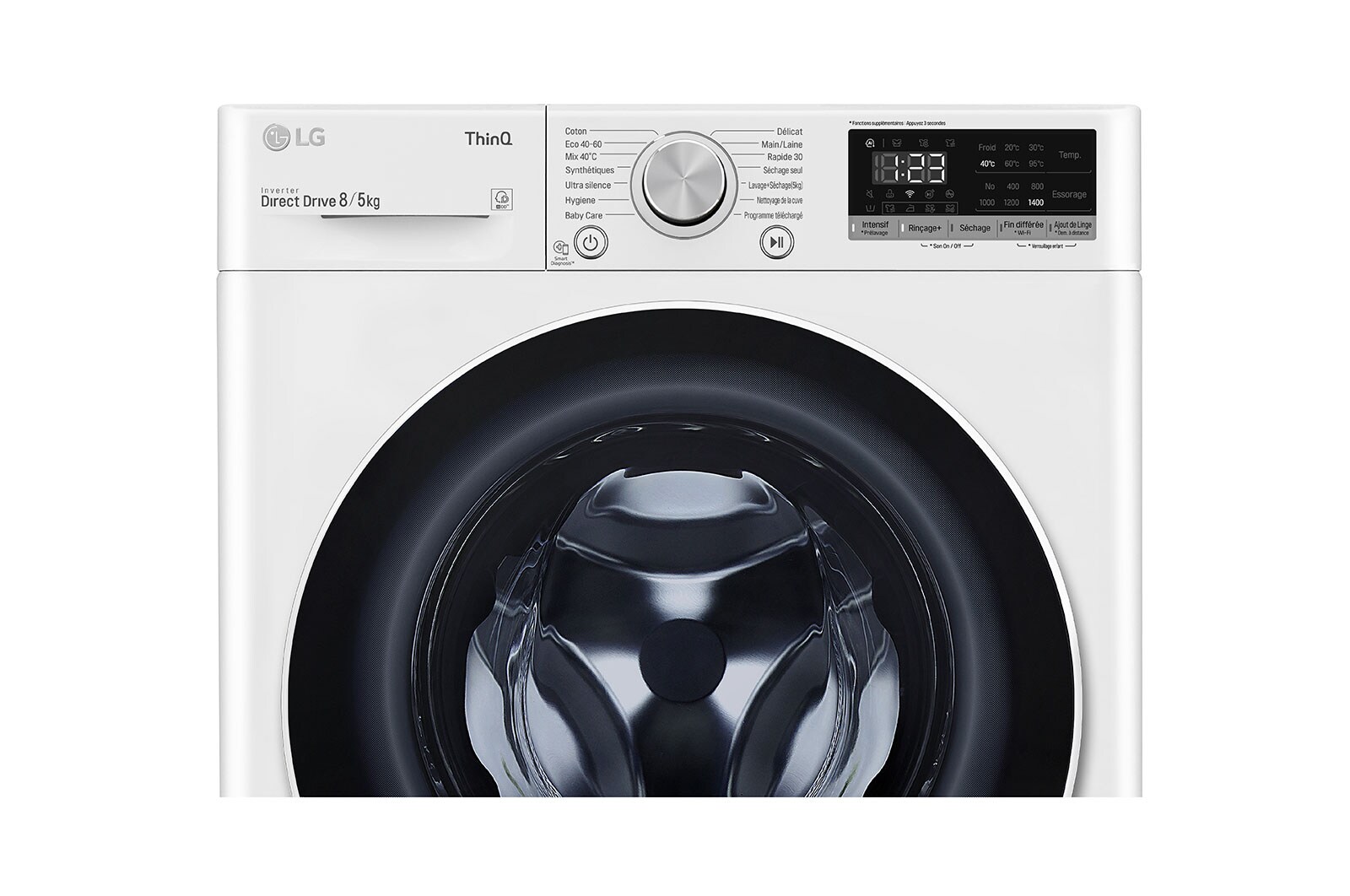 LG Lavante-séchante 8/5kg - 59L | AI Direct Drive™ | Smart Diagnosis™ | Moteur Direct Drive™ garanti 10 ans, LG F854N40WR