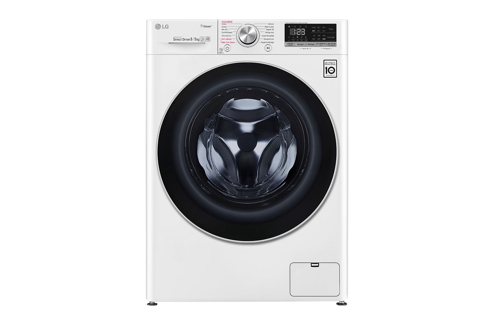 Vue avant de Lavante-séchante 8/5 KG - 59L  | 6 Motion Direct Drive™ | Moteur Direct Drive™ garanti 10 ans |  AIDD | Steam | 52/74 dB LG F854N51WHSB