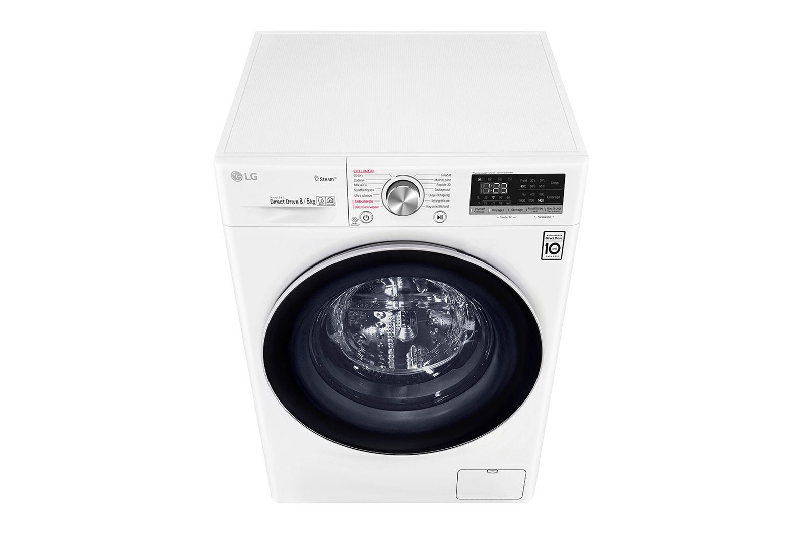 LG Lavante-séchante 8/5 KG - 59L  | 6 Motion Direct Drive™ | Moteur Direct Drive™ garanti 10 ans |  AIDD | Steam | 52/74 dB, LG F854N51WHSB