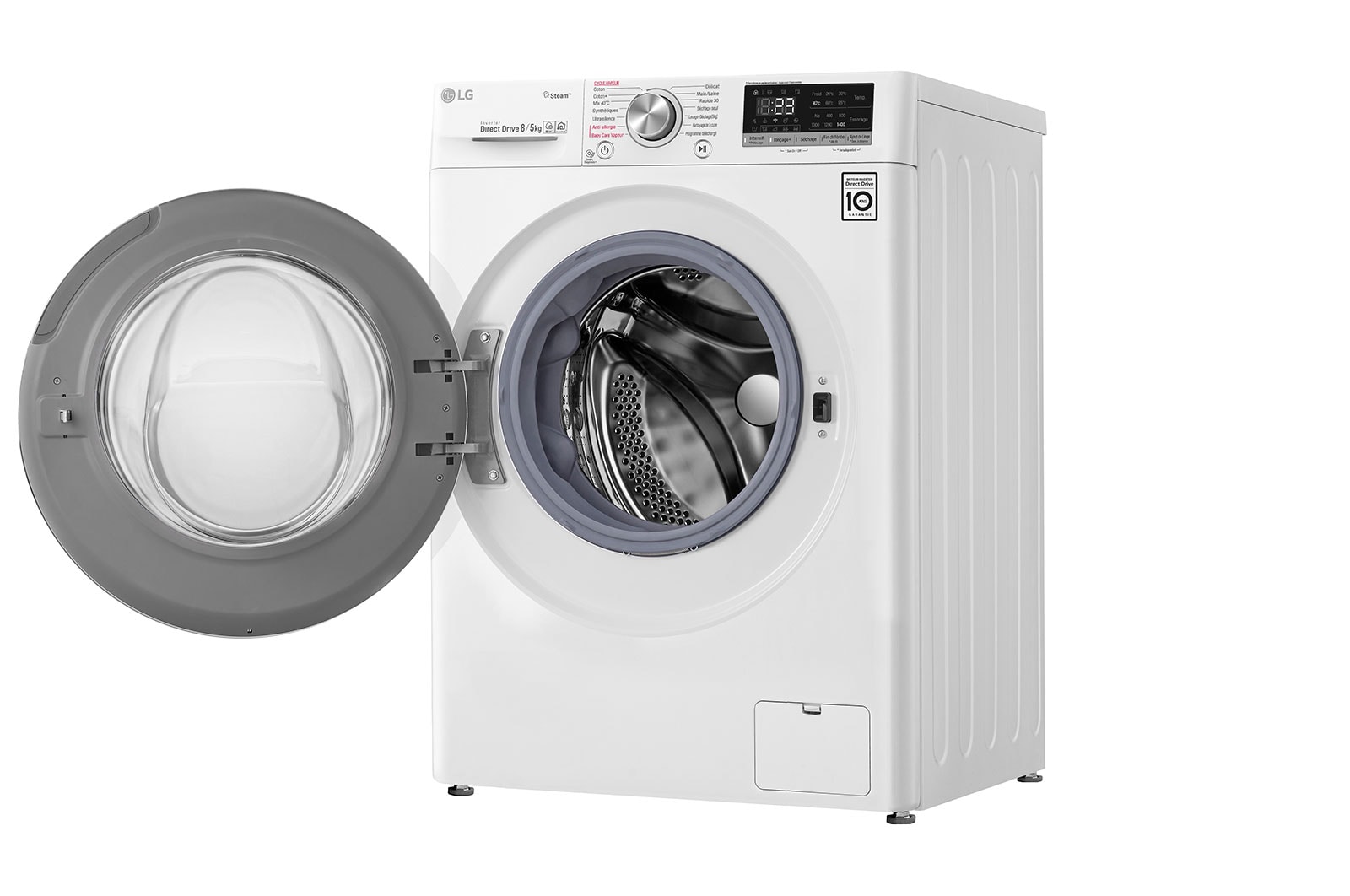 LG Lavante-séchante 8/5 KG - 59L  | 6 Motion Direct Drive™ | Moteur Direct Drive™ garanti 10 ans |  AIDD | Steam | 52/74 dB, LG F854N51WHSB