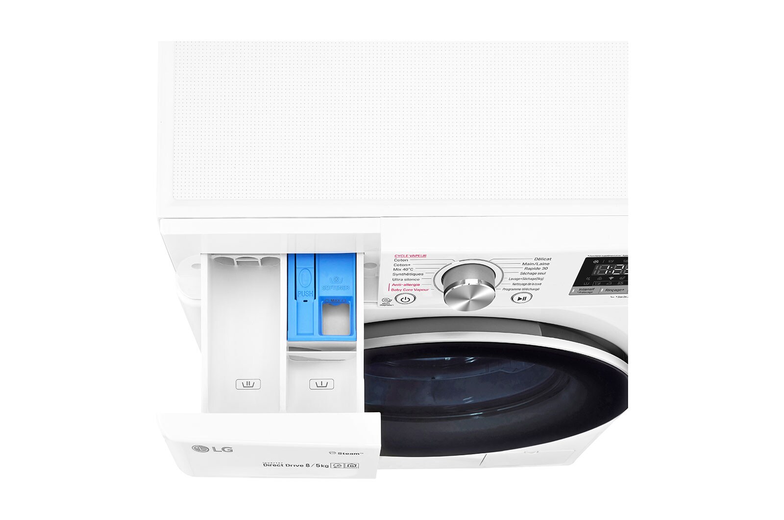 LG Lavante-séchante 8/5 KG - 59L  | 6 Motion Direct Drive™ | Moteur Direct Drive™ garanti 10 ans |  AIDD | Steam | 52/74 dB, LG F854N51WHSB