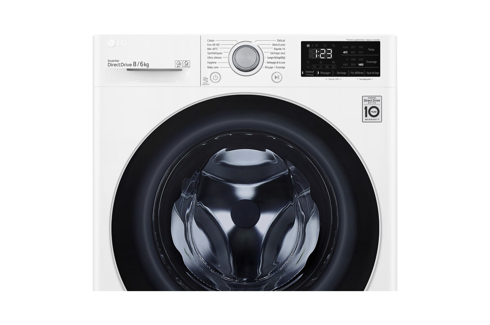 LG Lavante-séchante 8/6 kg - 68L | Moteur intelligent AI Direct Drive garanti 10 ans, LG F864V31WR