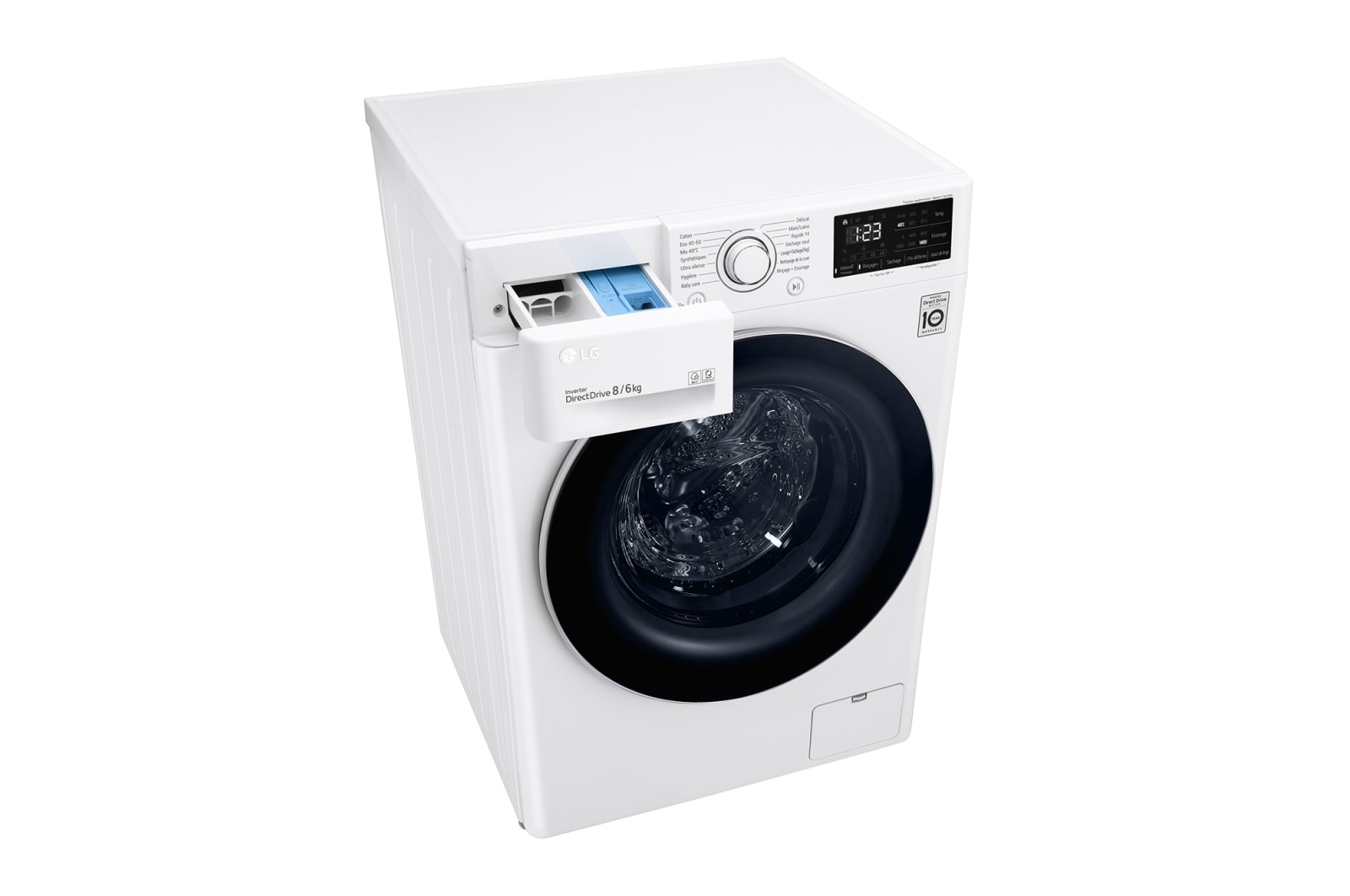 LG Lavante-séchante 8/6 kg - 68L | Moteur intelligent AI Direct Drive garanti 10 ans, LG F864V31WR