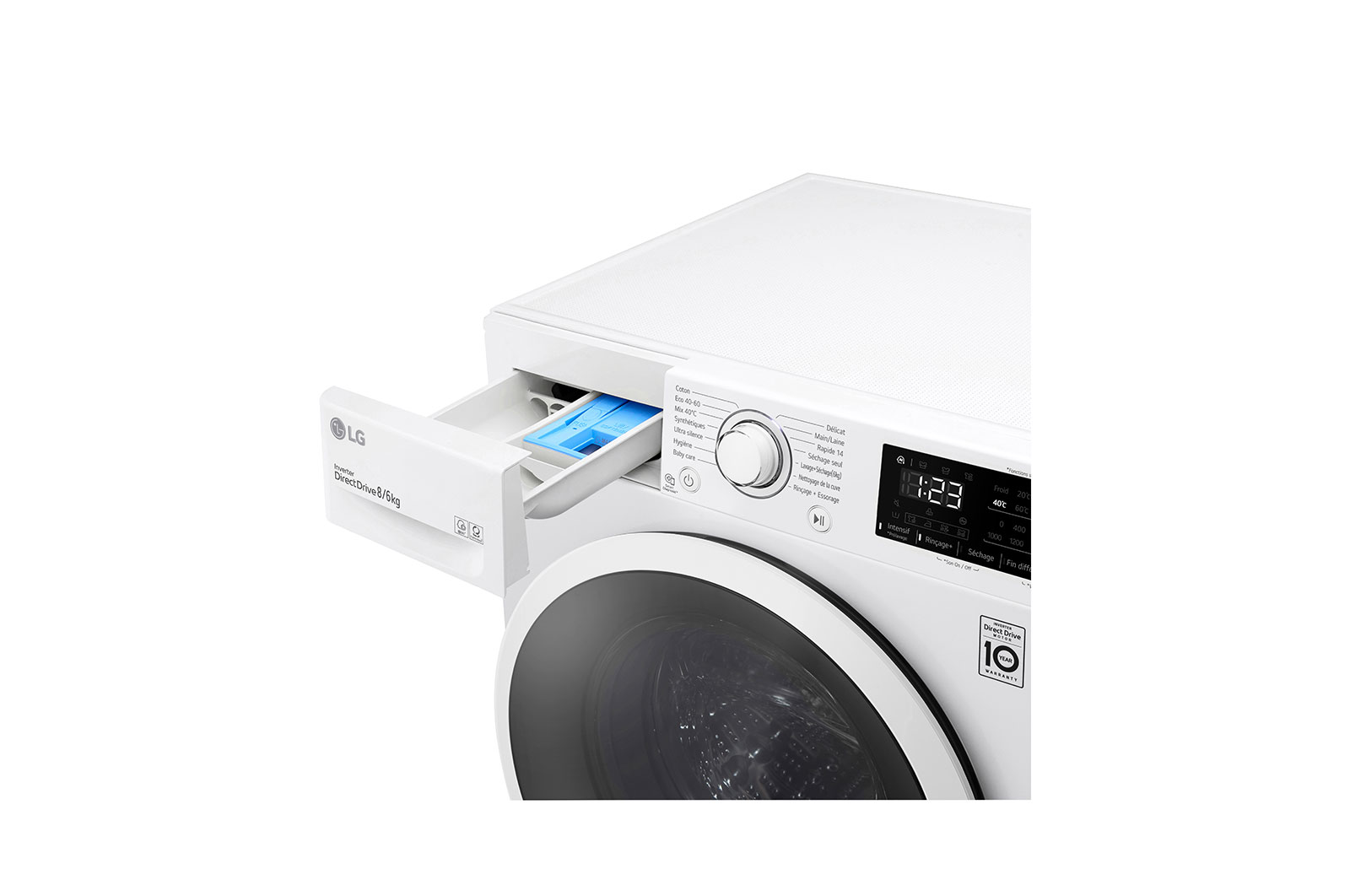 LG Lavante-séchante 8/6 kg - 68L | AI Direct Drive™ | Smart Diagnosis™ I Moteur Direct Drive™ garanti 10 ans, LG F864V36WR