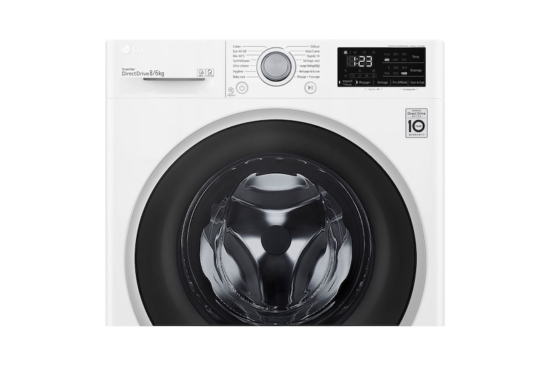 LG Lavante-séchante 8/6 kg - 68L | AI Direct Drive™ | Smart Diagnosis™ I Moteur Direct Drive™ garanti 10 ans, LG F864V37WR