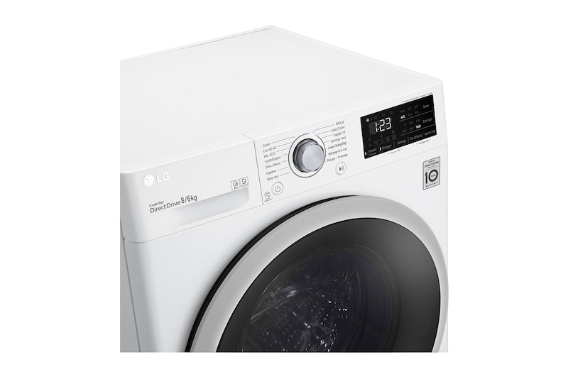 LG Lavante-séchante 8/6 kg - 68L | AI Direct Drive™ | Smart Diagnosis™ I Moteur Direct Drive™ garanti 10 ans, LG F864V37WR