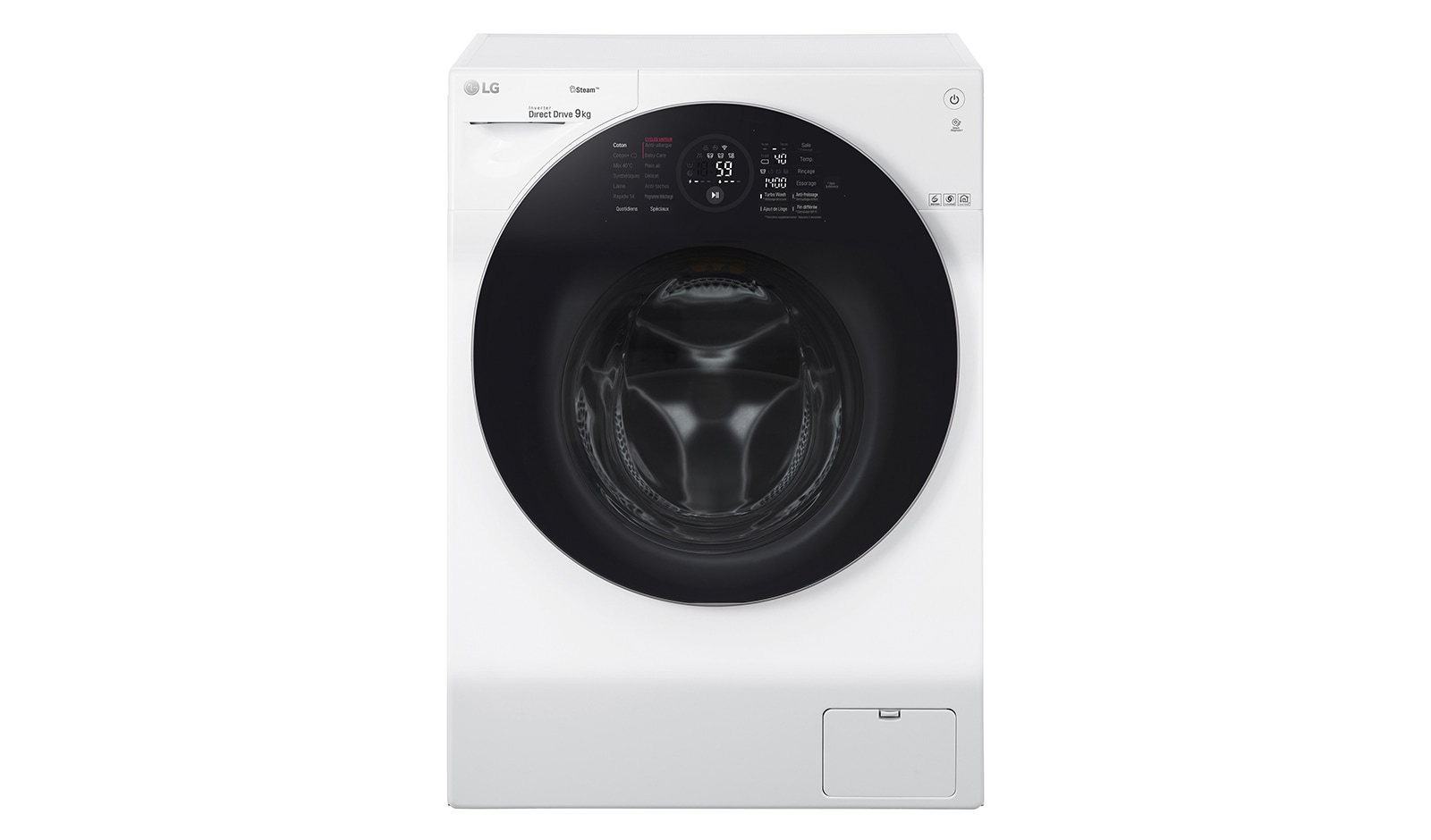 Vue avant de Lave-linge 9 KG | Steam™ | TurboWash™  | 6 Motion Direct Drive™ | A&#43;&#43;&#43;(-40%) | Wi-Fi | Smart Diagnosis™ | Moteur Direct Drive™ garanti 10 ans  LG F94G1GWHS