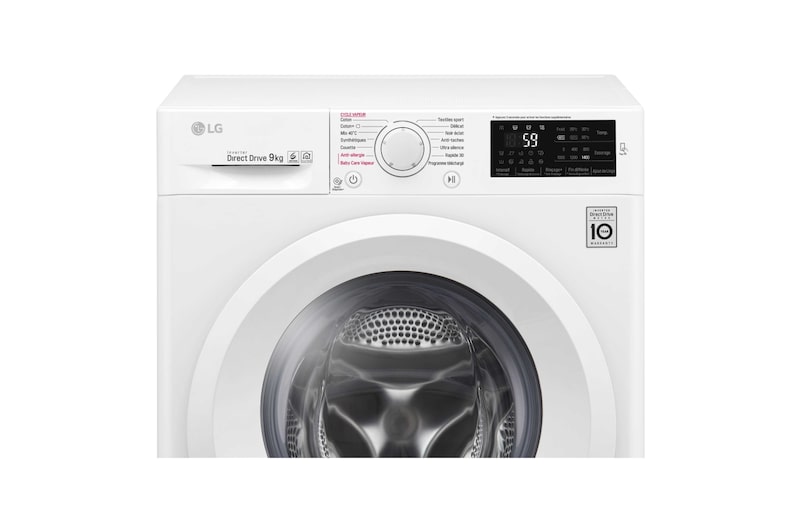 LG Lave-Linge 9KG | Steam™ | 6 Motion Direct Drive™ | A+++-20% | Smart Diagnosis™ | Moteur Direct Drive™ – Garanti 10 ans, LG F94J53WHS