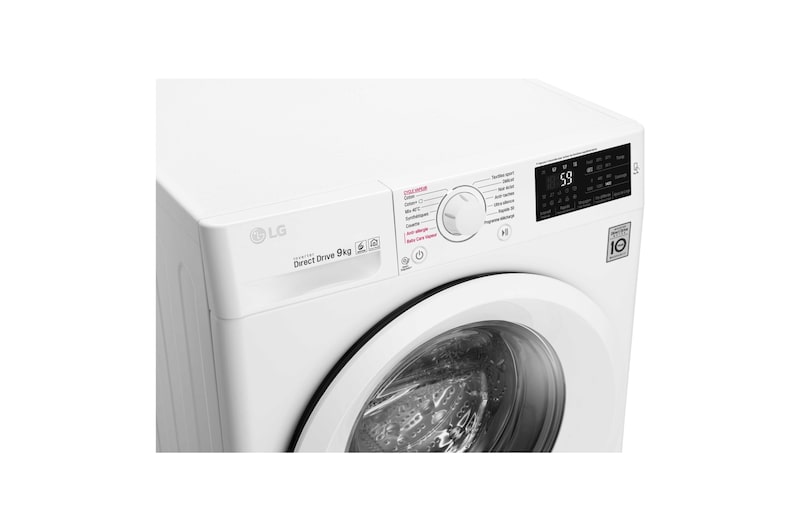 LG Lave-Linge 9KG | Steam™ | 6 Motion Direct Drive™ | A+++-20% | Smart Diagnosis™ | Moteur Direct Drive™ – Garanti 10 ans, LG F94J53WHS