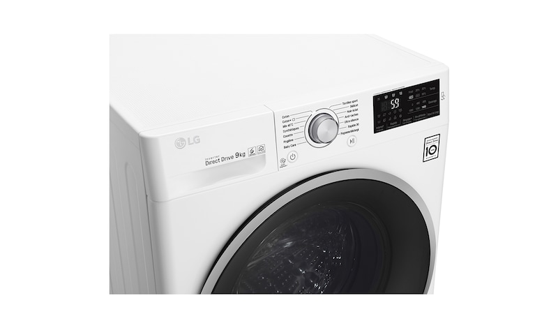 LG Lave-linge 9 KG | 6 Motion Direct Drive™ | A+++(-30%) | Smart Diagnosis™ | Moteur Direct Drive™ garanti 10 ans , LG F94J61WH