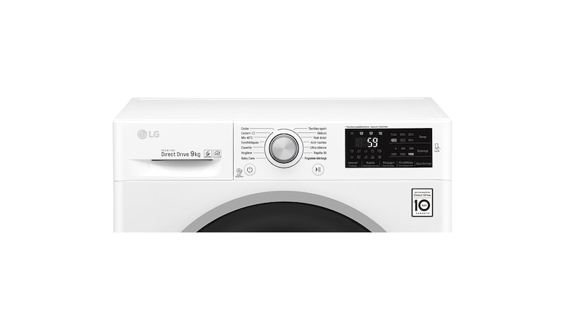 LG Lave-linge 9 KG | 6 Motion Direct Drive™ | A+++(-30%) | Smart Diagnosis™ | Moteur Direct Drive™ garanti 10 ans , LG F94J61WH
