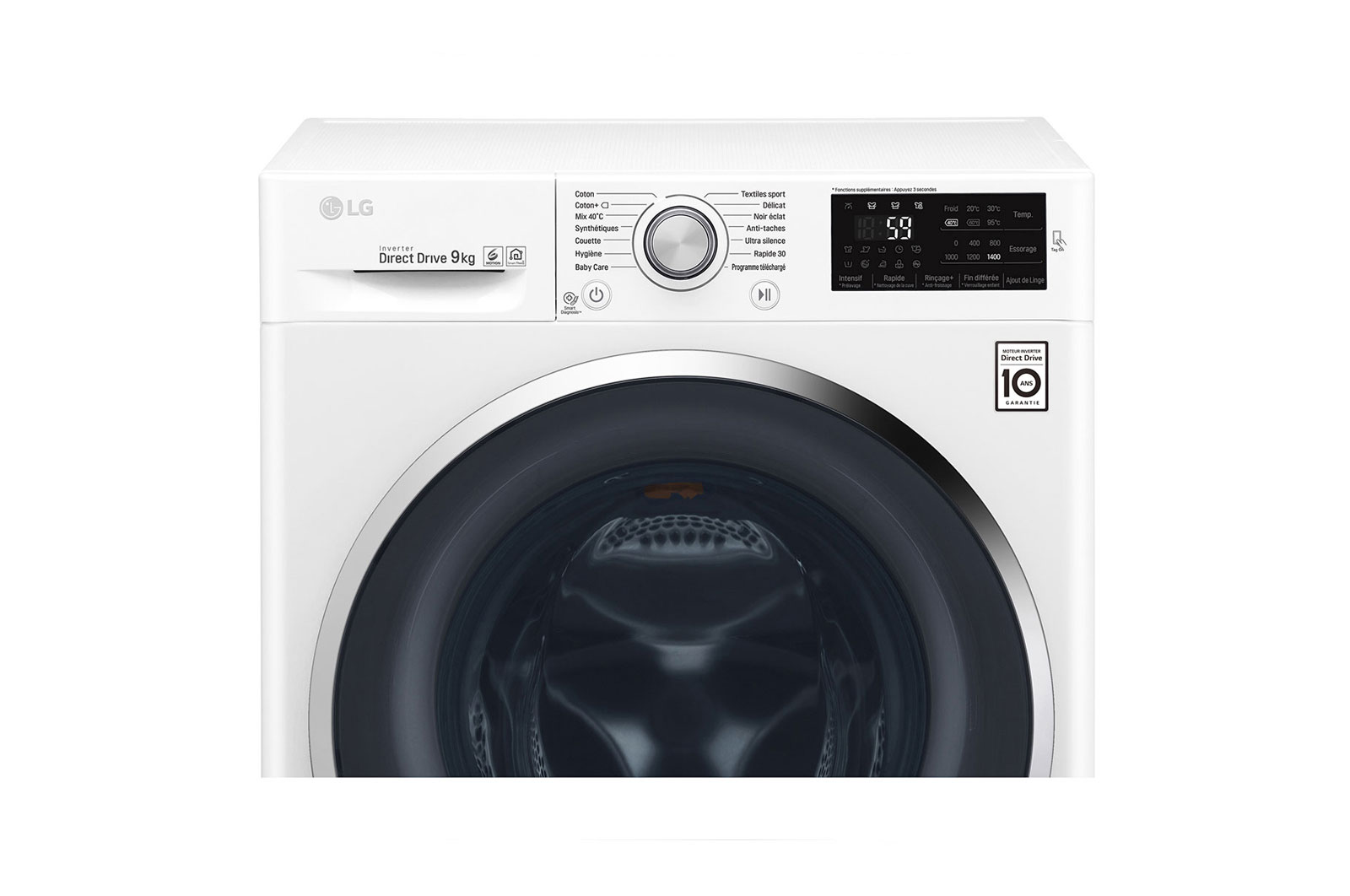 LG Lave-linge 9KG | 6 Motion Direct Drive™ | Moteur Direct Drive™ garanti 10 ans | A+++(-30%), LG F94J62WH