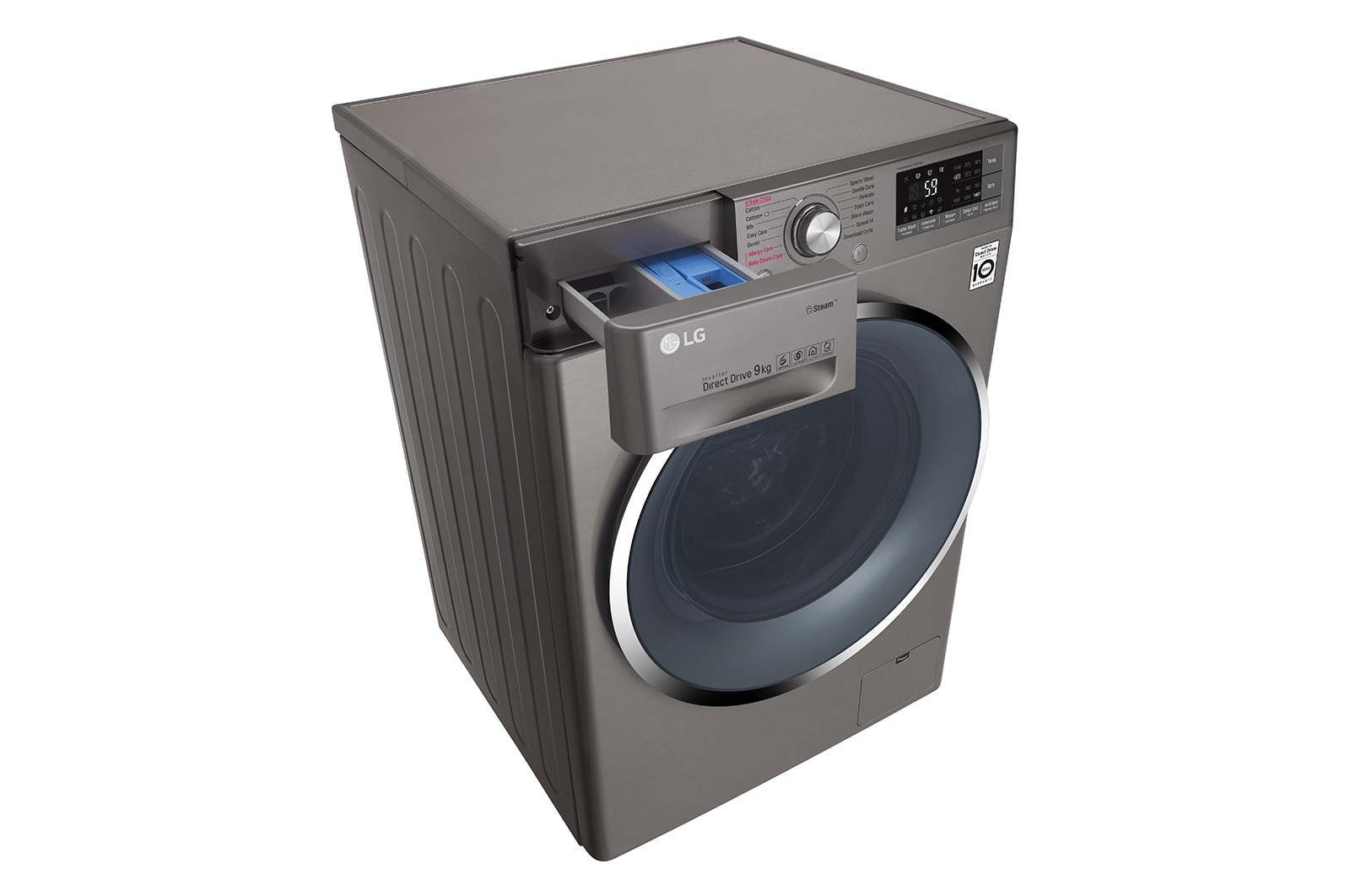 LG Lave-Linge 9KG | TurboWash™ | Steam   | Wi-Fi | 6 Motion Direct Drive™ | A+++-30% | Smart Diagnosis™ | Moteur Direct Drive™  garanti 10 ans | Compatible TWINWash™ Mini, LG F94J72STST