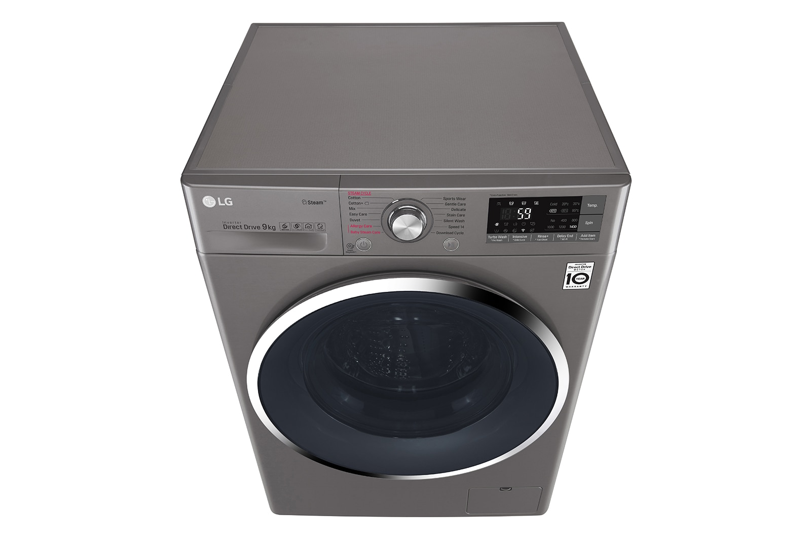 LG Lave-Linge 9KG | TurboWash™ | Steam   | Wi-Fi | 6 Motion Direct Drive™ | A+++-30% | Smart Diagnosis™ | Moteur Direct Drive™  garanti 10 ans | Compatible TWINWash™ Mini, LG F94J72STST