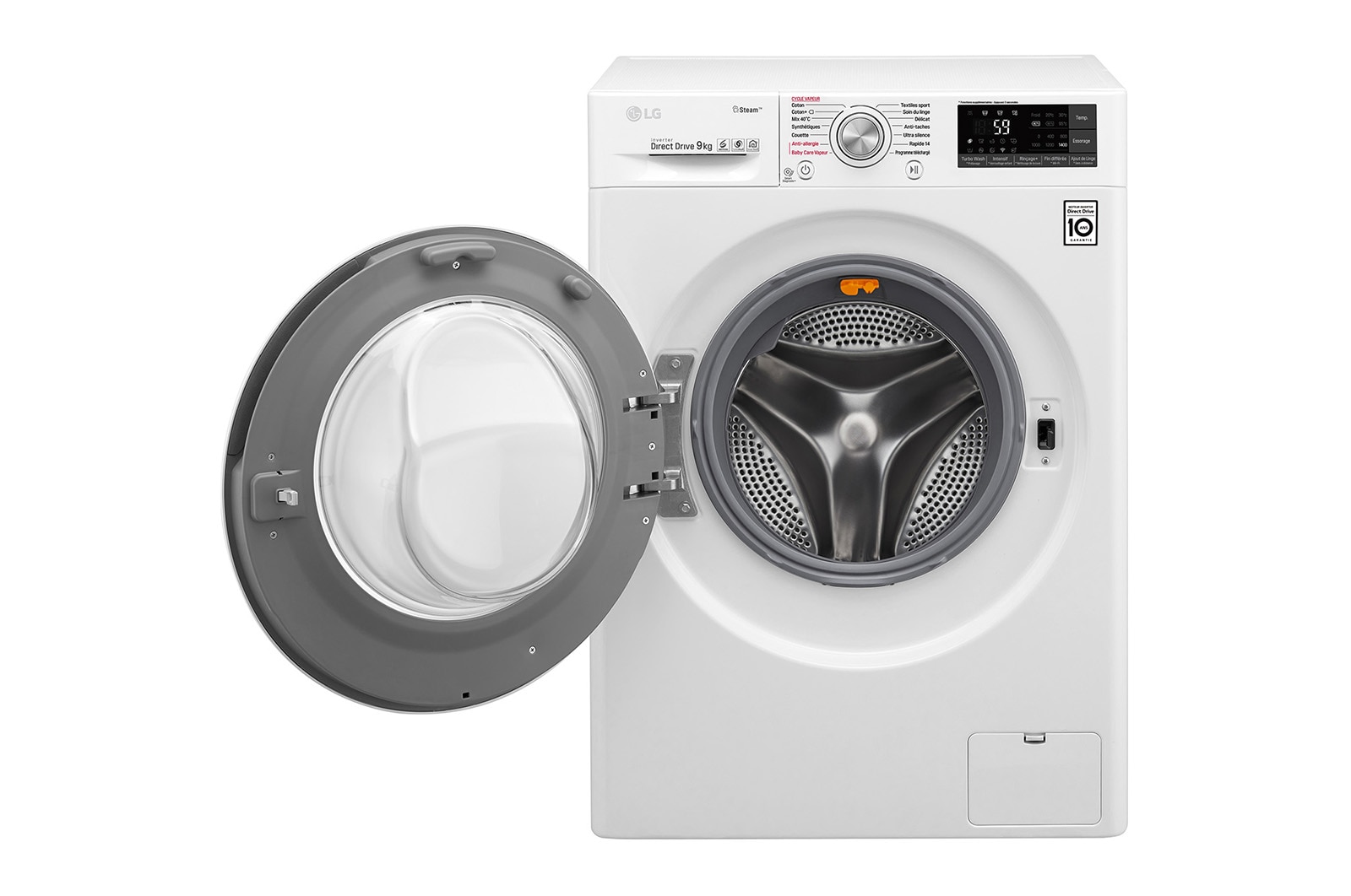 LG Lave-linge 9 KG | Steam™ | Wi-Fi | 6 Motion Direct Drive™ | A+++(-30%) | Smart Diagnosis™ | Moteur Direct Drive™ garanti 10 ans, LG F94J72WHS