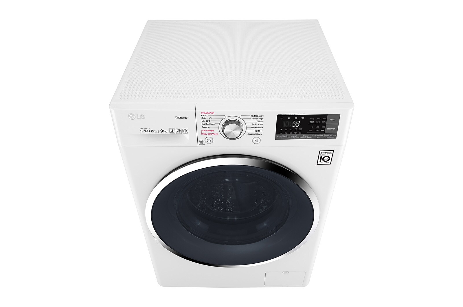LG Lave-linge 9 KG | Steam™ | Wi-Fi | 6 Motion Direct Drive™ | A+++(-30%) | Smart Diagnosis™ | Moteur Direct Drive™ garanti 10 ans, LG F94J72WHS