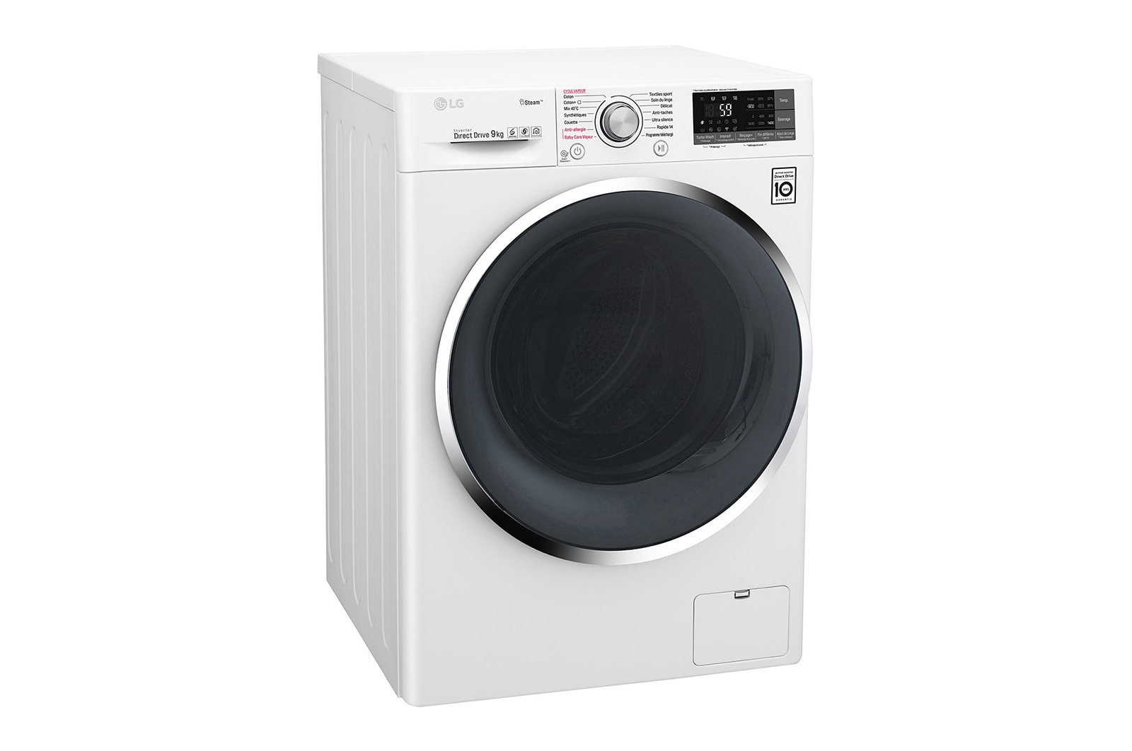 LG Lave-linge 9 KG | Steam™ | Wi-Fi | 6 Motion Direct Drive™ | A+++(-30%) | Smart Diagnosis™ | Moteur Direct Drive™ garanti 10 ans, LG F94J72WHS