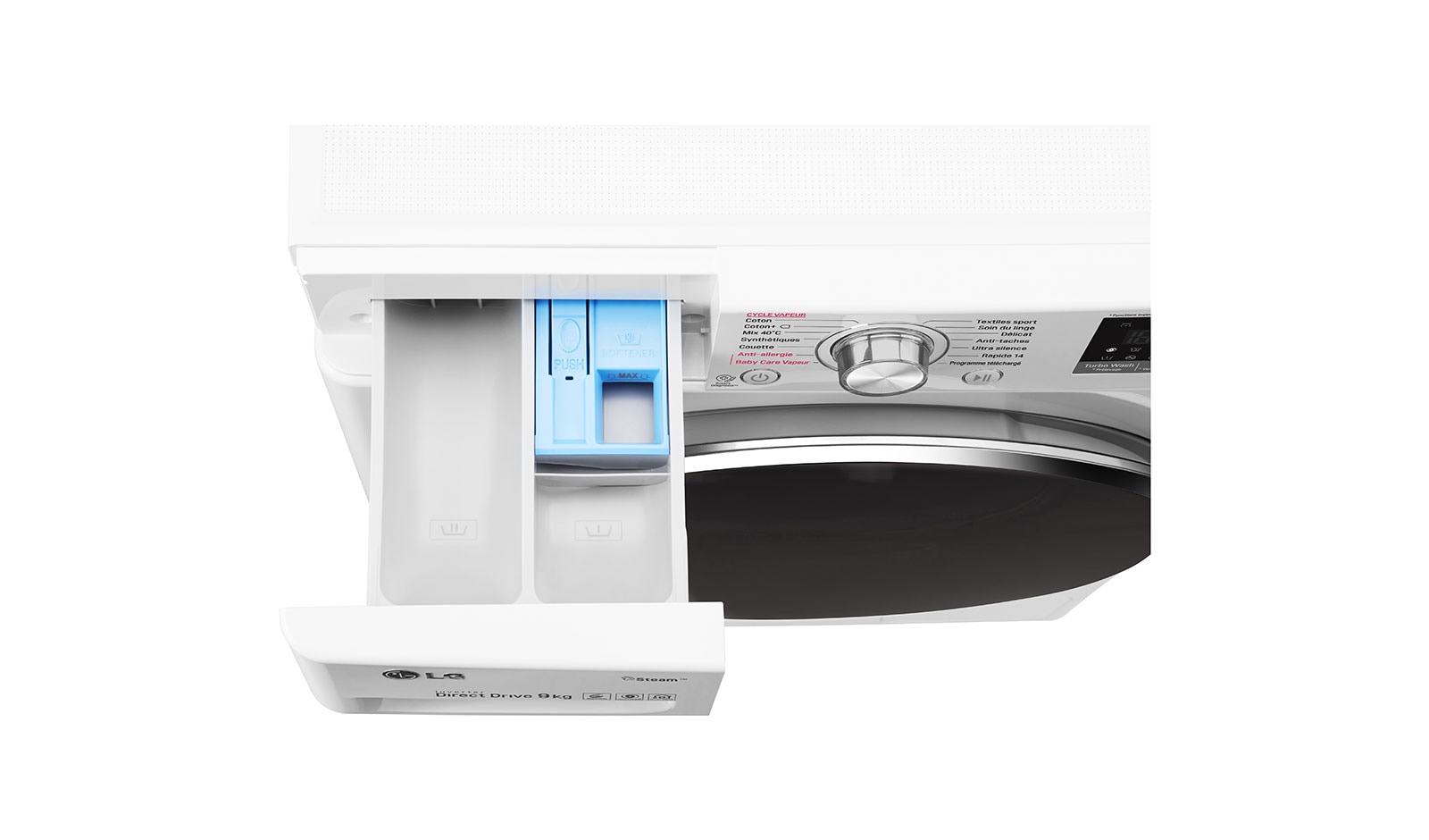 LG Lave-Linge 9KG |1400 tours | 6 Motion Direct Drive™ | A+++-30% | Smart Diagnosis™ | TWINable | modele OUI (FM27K5WH), LG F94J72WHST