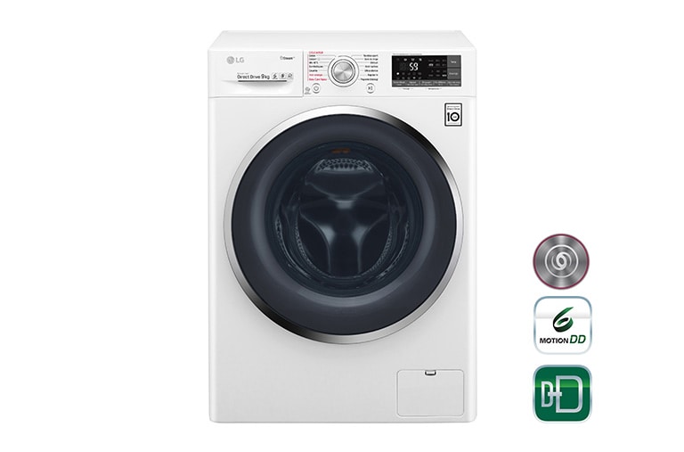 Vue avant de Lave-linge 9 KG | TrueSteam™ | Wi-Fi | 6 Motion Direct Drive™ | A&#43;&#43;&#43;(-30%) | Smart Diagnosis™ | Moteur Direct Drive™ garanti 10 ans LG F94J82WHS