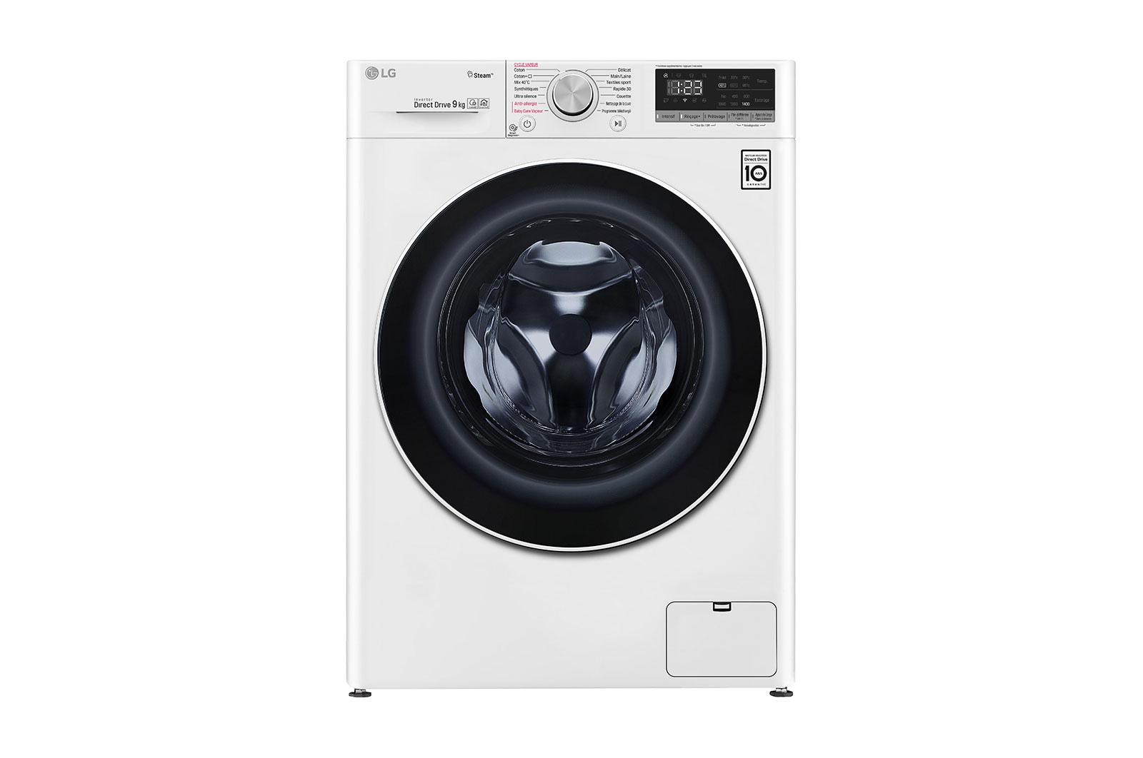 Vue avant de Lave-linge 9 KG | 6 Motion Direct Drive™ | Moteur Direct Drive™ garanti 10 ans | AI DD | Steam | 52/75dB LG F94N51WHSB