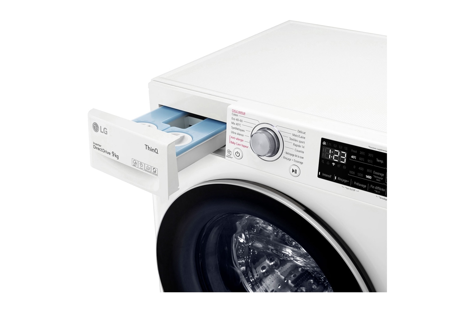 LG Lave-linge 9 kg - 68L | AI Direct Drive™ | Dosage automatique ezDispense™ | Steam™ | ThinQ, LG F94V31WHSA
