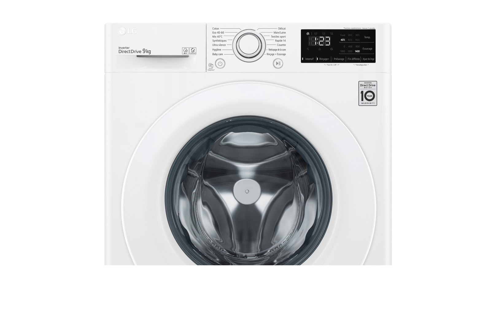 LG Lave-linge 9 kg - 68L | AI Direct Drive™ | Moteur Direct Drive™ garanti 10 ans, LG F94V33WH