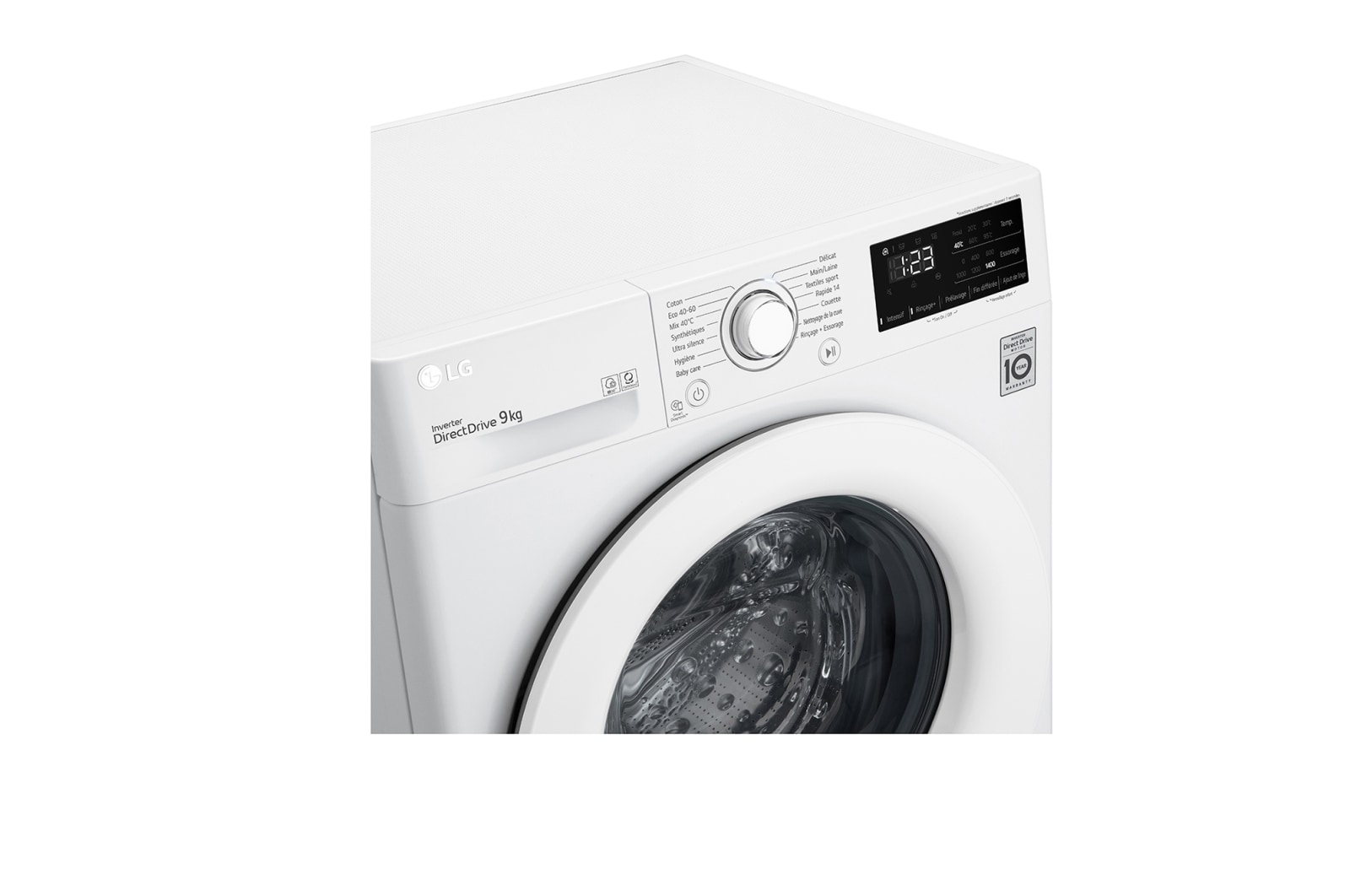 LG Lave-linge 9 kg - 68L | AI Direct Drive™ | Moteur Direct Drive™ garanti 10 ans, LG F94V33WH