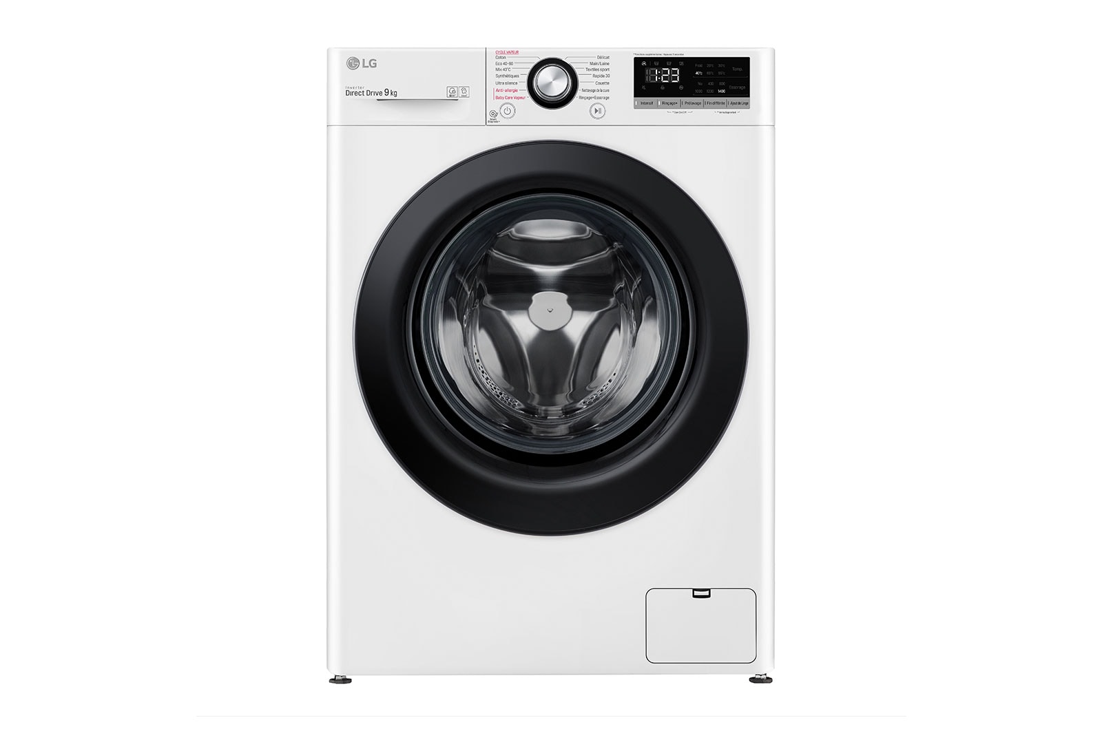 Vue avant de Lave-linge 9 kg - 68L | AI Direct Drive™ | Moteur Direct Drive™ garanti 10 ans LG F94V35WHS