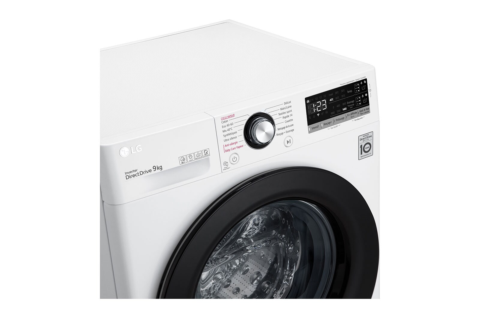 LG Lave-linge 9kg - 68L | Moteur intelligent AI Direct Drive™ garanti 10 ans | Dosage automatique ezDispense™, LG F94V35WHSA