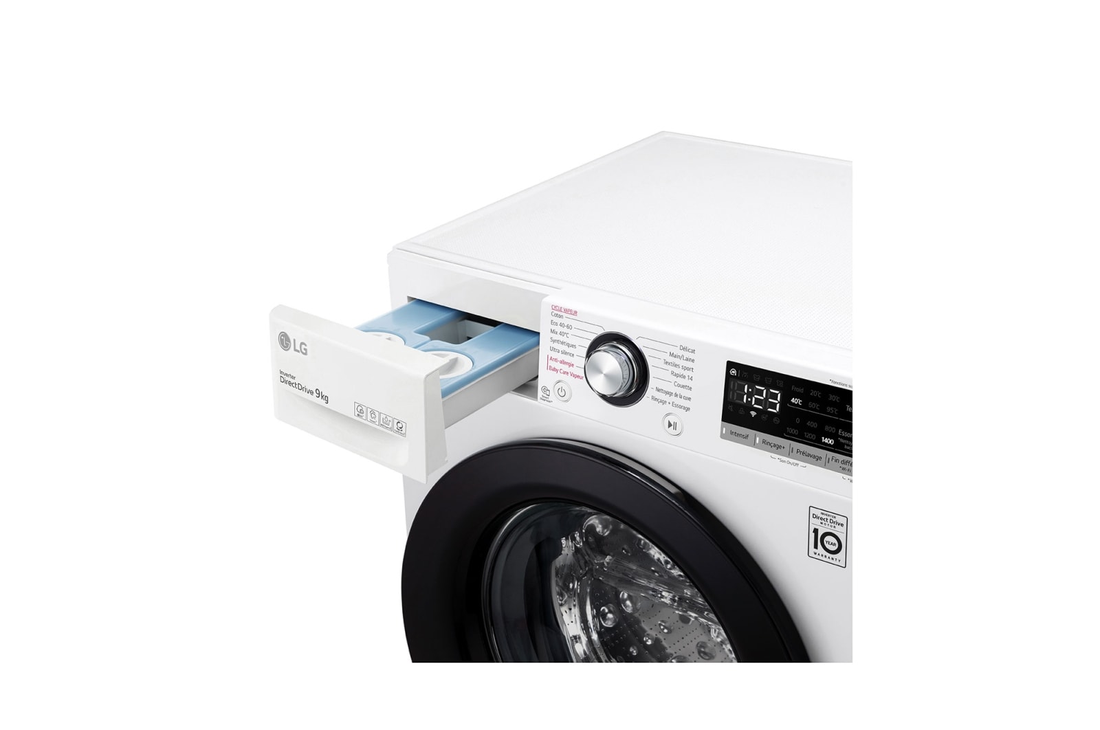 LG Lave-linge 9kg - 68L | Moteur intelligent AI Direct Drive™ garanti 10 ans | Dosage automatique ezDispense™, LG F94V35WHSA