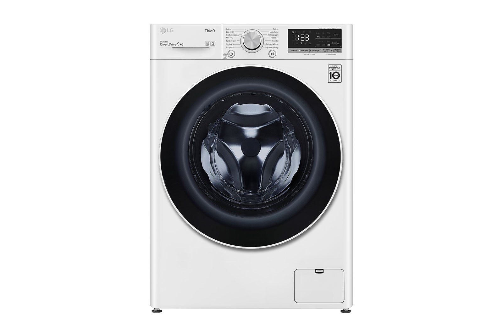 Vue avant de Lave-linge 9 kg - 68L | AI Direct Drive™ | Moteur Direct Drive™ garanti 10 ans LG F94V40WH