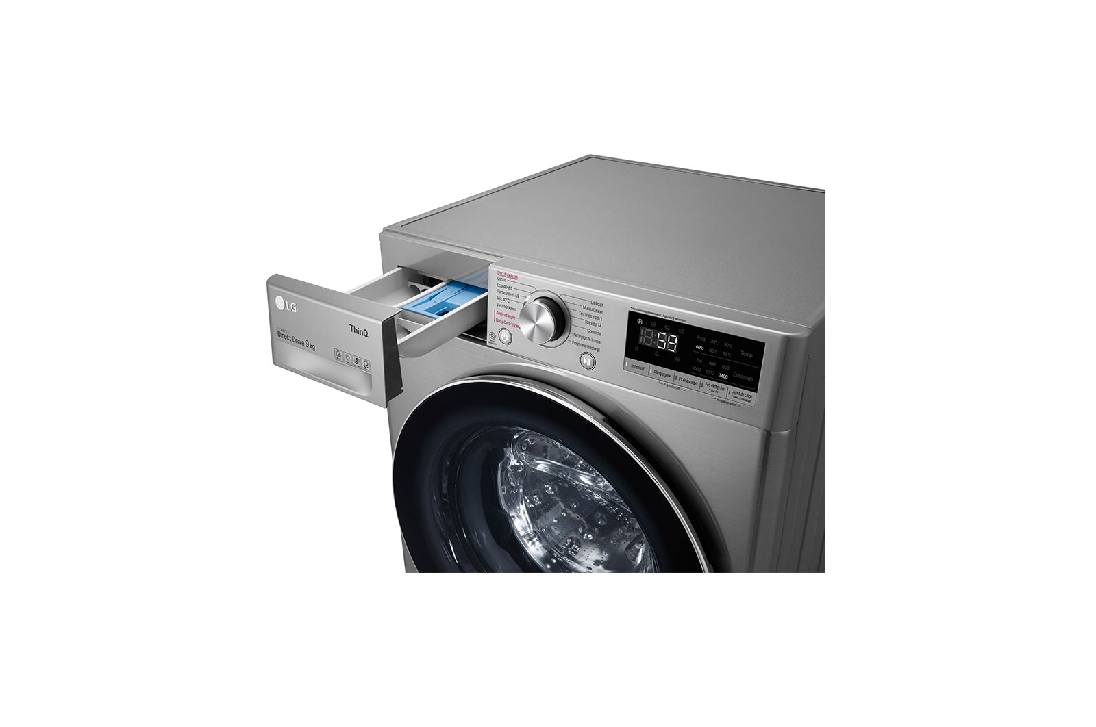 LG Lave-linge 9 KG - 68L | AI Direct Drive™ | Moteur Direct Drive™ garanti 10 ans | TurboWash™ | 6 Motion™ | Steam™ | 54/71dB | B, LG F94V52IXS