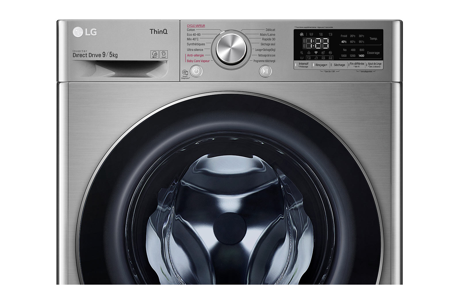 LG Lavante-séchante 9/5 kg - 59L | AI Direct Drive™ | Smart Diagnosis™  I Moteur Direct Drive™ garanti 10 ans, LG F954N42IXRS