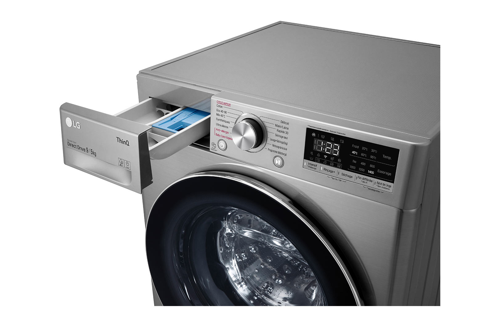 LG Lavante-séchante 9/5 kg - 59L | AI Direct Drive™ | Smart Diagnosis™  I Moteur Direct Drive™ garanti 10 ans, LG F954N42IXRS
