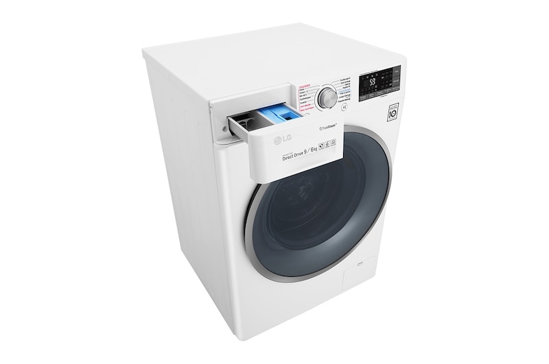 LG Lavante-séchante 9/6 KG | TrueSteam™ | EcoHybrid | 6 Motion Direct Drive™ | Wi-Fi | Smart Diagnosis™ | Moteur Direct Drive™ garanti 10 ans, LG F964J71WRH