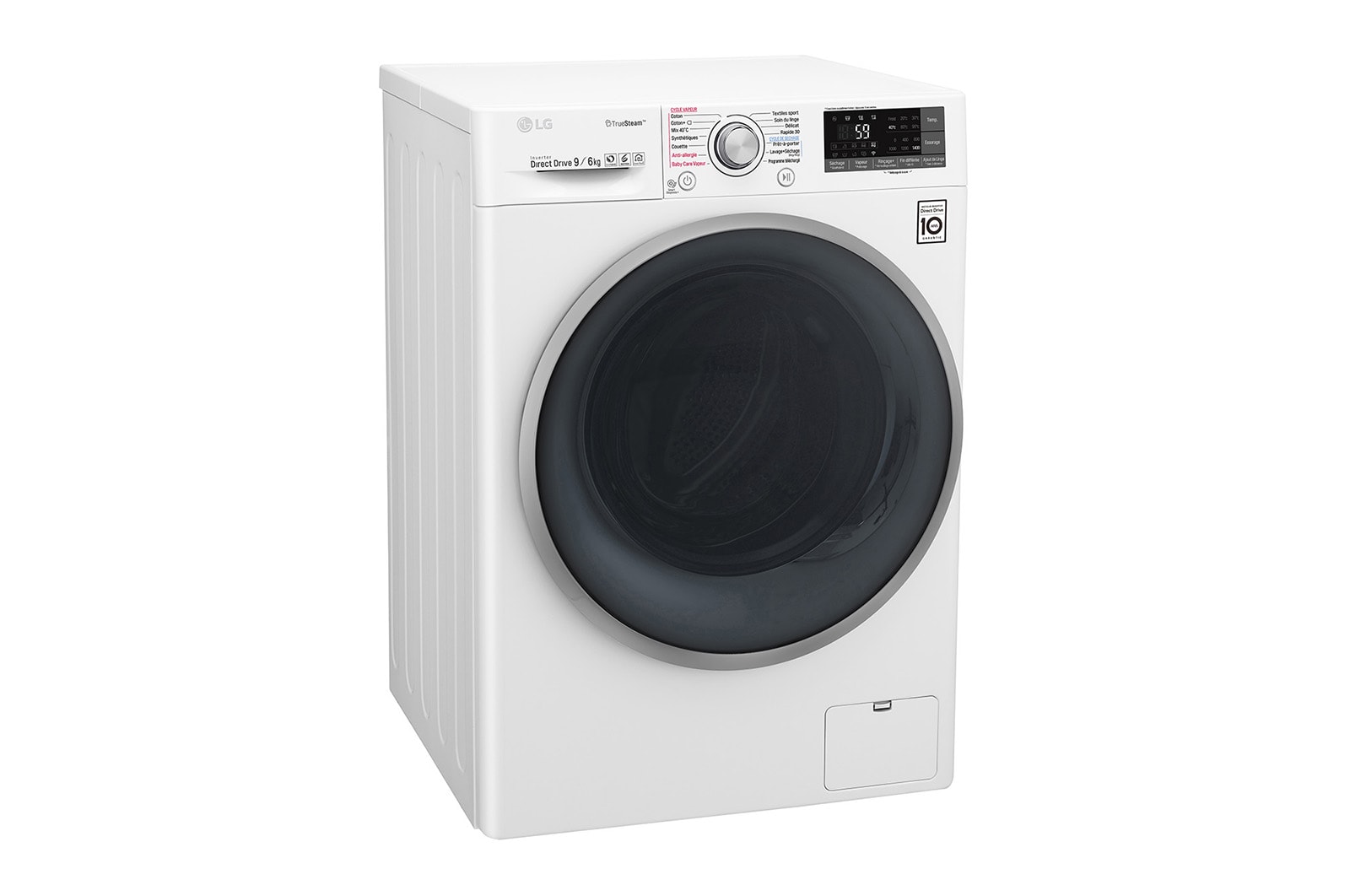 LG Lavante-séchante 9/6 KG | TrueSteam™ | EcoHybrid | 6 Motion Direct Drive™ | Wi-Fi | Smart Diagnosis™ | Moteur Direct Drive™ garanti 10 ans, LG F964J71WRH